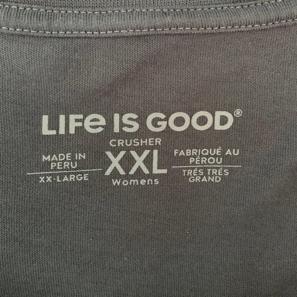 LIFE IS GOOD Womens Mosaic Cat V Neck Long Sleeve Crusher Tee - Picture 3 of 4